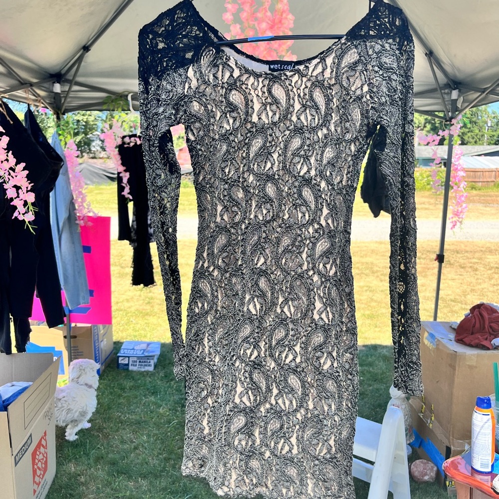 Wet Seal Black Long Sleeve Sheath Dress